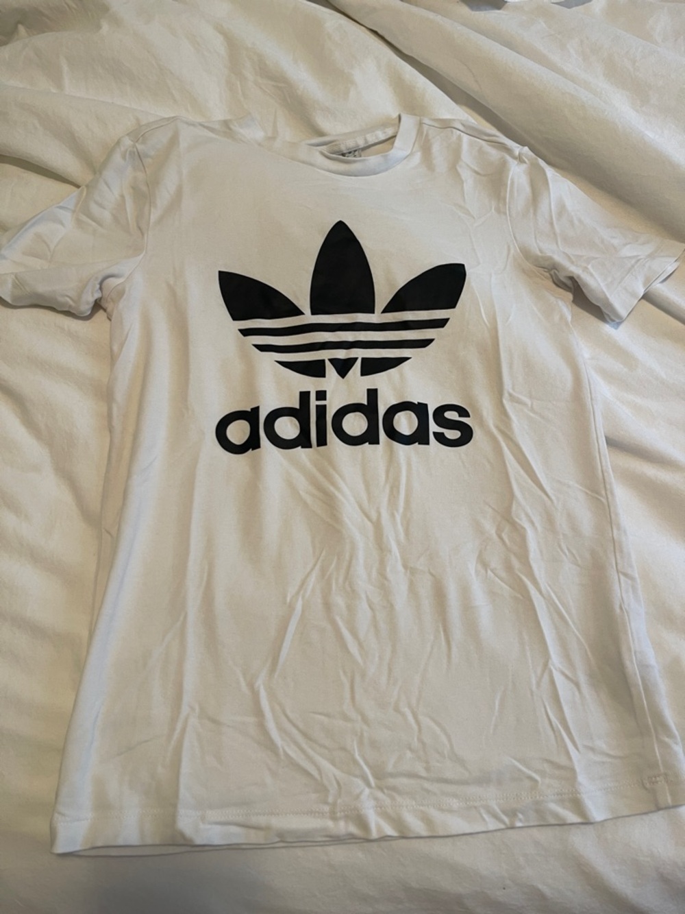 adidas White Tee with Black Trefoil Logo